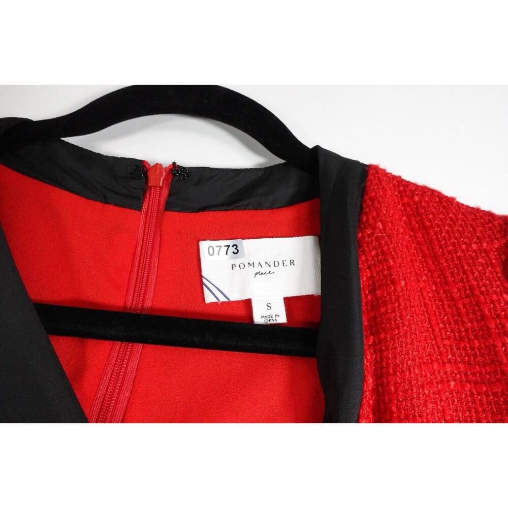 Read* Pomander Place Dress Women’s Small Red Coco Tweed Bow Tuckernuck 0773-14 - Picture 7 of 12